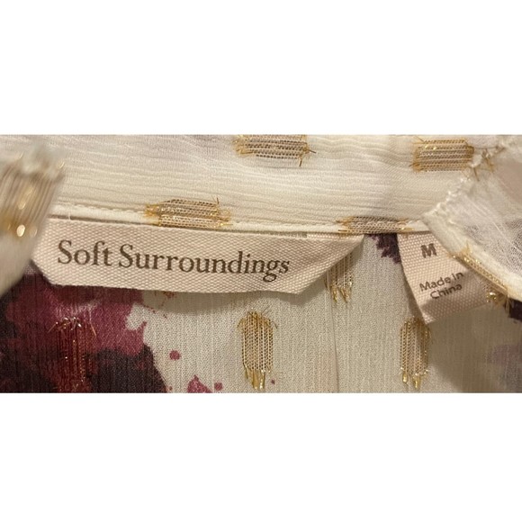 SOFT SURROUNDINGS Floral Ruffle Bohemian Sheer Blouse - Picture 3 of 5